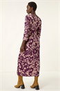 Purple Shadow Floral Stretch Midi Dress, Image 3 of 5