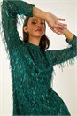Green Dusk All Over Fringe Shift Dress, Image 2 of 7