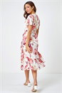 Light Pink Floral Print Wrap Stretch Dress, Image 4 of 6