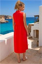 Red Collared Zip Front Midi Dress, Image 3 of 4