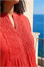 Red Curve Lace Trim Pintuck Blouse, Image 4 of 4