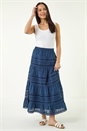 Navy  Petite Lace Trim Maxi Skirt, Image 4 of 5