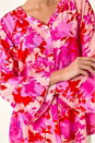 Pink Floral Print Flare Sleeve Blouse, Image 5 of 5