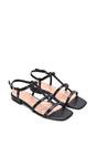 Black XY LONDON Black 'Danielle' Flat Strappy Caged Square Toe Sandals With Buckle, Image 5 of 6