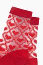 Red Heart Ribbon Combed Cotton Sheer Pop Socks in Red, Image 2 of 4