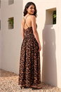 Camel  Dusk Animal Print Halterneck Maxi Dress, Image 3 of 4