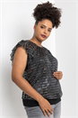 Silver Curve Frill Plisse Blouson Top, Image 1 of 5