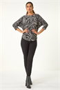 Stone Leaf Print Plisse Stretch Top, Image 2 of 5