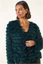 Teal Faux Fur Fluffy Layered Jacket, Image 4 of 5