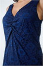 Navy  Lace Twist Front Stretch Top, Image 5 of 5