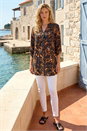 Black Floral Longline Buttoned Top, Image 2 of 4