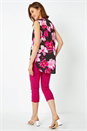 Cerise Sleeveless Floral Print V-Neck Tunic Top, Image 3 of 5