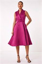 Pink Satin Tuxedo Style Midi Dress, Image 2 of 5