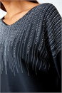 Black Sparkle Embellished V-Neck Knit Jumper, Image 5 of 5