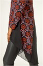 Red Chiffon Hem Printed Stretch Top, Image 5 of 5