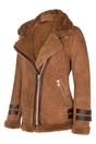 Brown Womens Sheepskin Biker Jacket - Alamar, Image 2 of 4