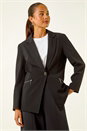 Black Petite Zip Pocket Stretch Blazer, Image 4 of 5