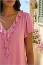 Pink Ruffle Front Stretch Top, Image 4 of 4