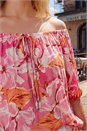 Pink Floral Print Bardot Top, Image 4 of 4