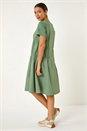 Sage Gathered Cotton Stretch Smock Dress, Image 3 of 5