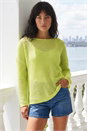 Lime Crochet Cotton Jersey Top, Image 1 of 4