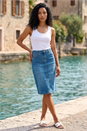 Denim Cotton Denim Stretch A line Skirt, Image 2 of 4