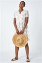 Cream Zig-Zag Embroidered Cotton Tunic Dress, Image 1 of 7