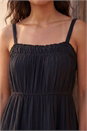 Black Strappy Tiered Maxi Dress, Image 4 of 4