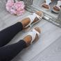 White AJVANI White Flatform Diamante T-Bar Slingback Sandals, Image 5 of 6