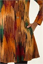 Copper Abstract Side Buttoned Dress, Image 5 of 5