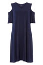 Navy  Cold Shoulder Swing Dress, Image 4 of 4