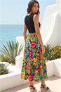 Green Floral Button Front Midi Dress, Image 3 of 4