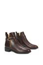 Brown XY LONDON Brown 'Lorna' Flat Low Heel Ankle Booties With Decorative Buckle and Zip, Image 6 of 7
