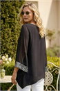 Black Asymmetric Sequin Cuff Top, Image 3 of 4
