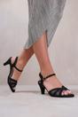 Black 'Jillian' Diamante Mesh Strappy Heel, Image 1 of 2