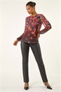 Chocolate Floral Print Mesh Top, Image 2 of 5