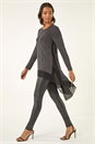 Black Sparkly Chiffon Hem Stretch Top, Image 1 of 5
