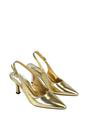 Gold XY LONDON Gold 'Valerie' Stiletto High Heel Closed Toe Slingback Court Shoes, Image 4 of 5