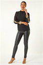 Black Sequin Stripe High Neck Sleeve Top, Image 2 of 5