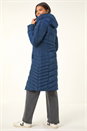 Midnight Blue Hooded Quilted Coat, Image 3 of 5
