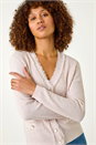 Light Pink Fringe Button Knit Cardigan, Image 1 of 7
