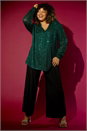 Jade Curve Sequin V-Neck Stretch Shirt, Image 6 of 7