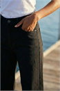 Black Petite Cotton Frayed Hem Trouser , Image 4 of 4