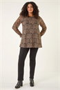 Natural  Curve Animal Frill Cuff Top, Image 3 of 8