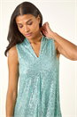 Aqua Sequin Pleat Front Vest Top, Image 4 of 5