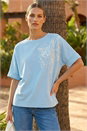 Light Blue Floral Knitted Top, Image 1 of 4