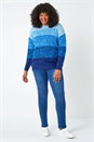 Blue Curve Ombre Stripe Knit Jumper, Image 2 of 5