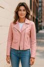Light Pink Infinity Leather Light Pink Classic Brando Biker Leather Jacket, Image 1 of 8