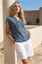  Abstract Print Pleat Front Top, Image 2 of 4