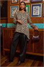 Natural  Animal Print Metallic Top, Image 2 of 6